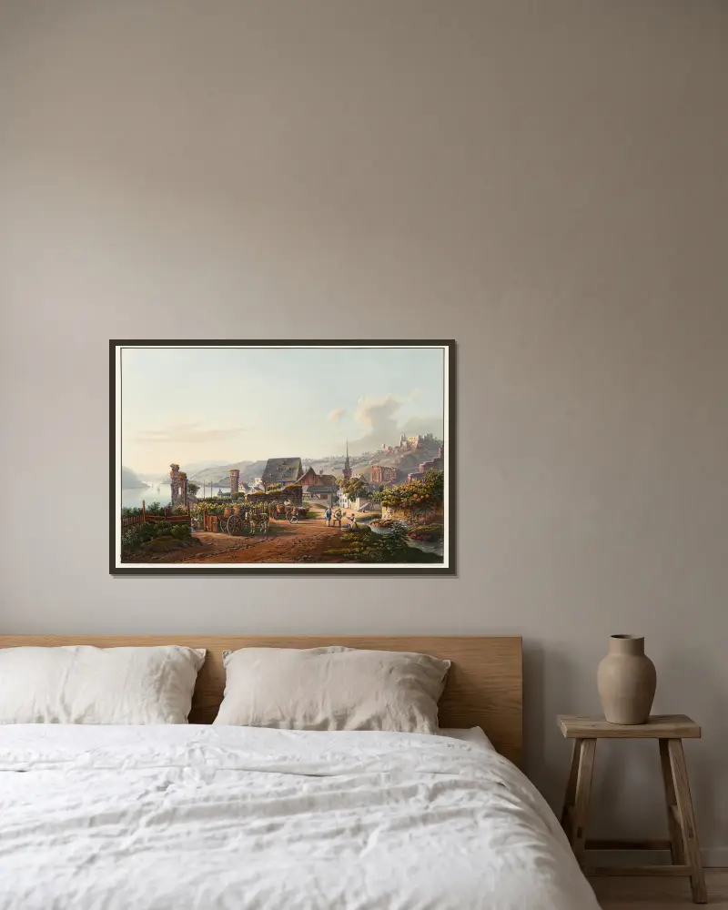 Vue de Bacharach et de la Ruine de Stahlek av Johann Ludwig Bleuler inramad på en vägg