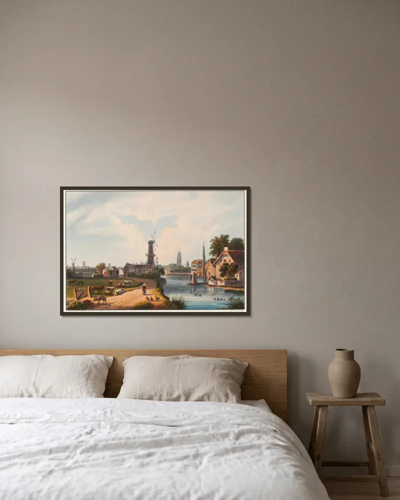 Vue de la ville d’Utrecht av Johann Ludwig Bleuler inramad på en vägg