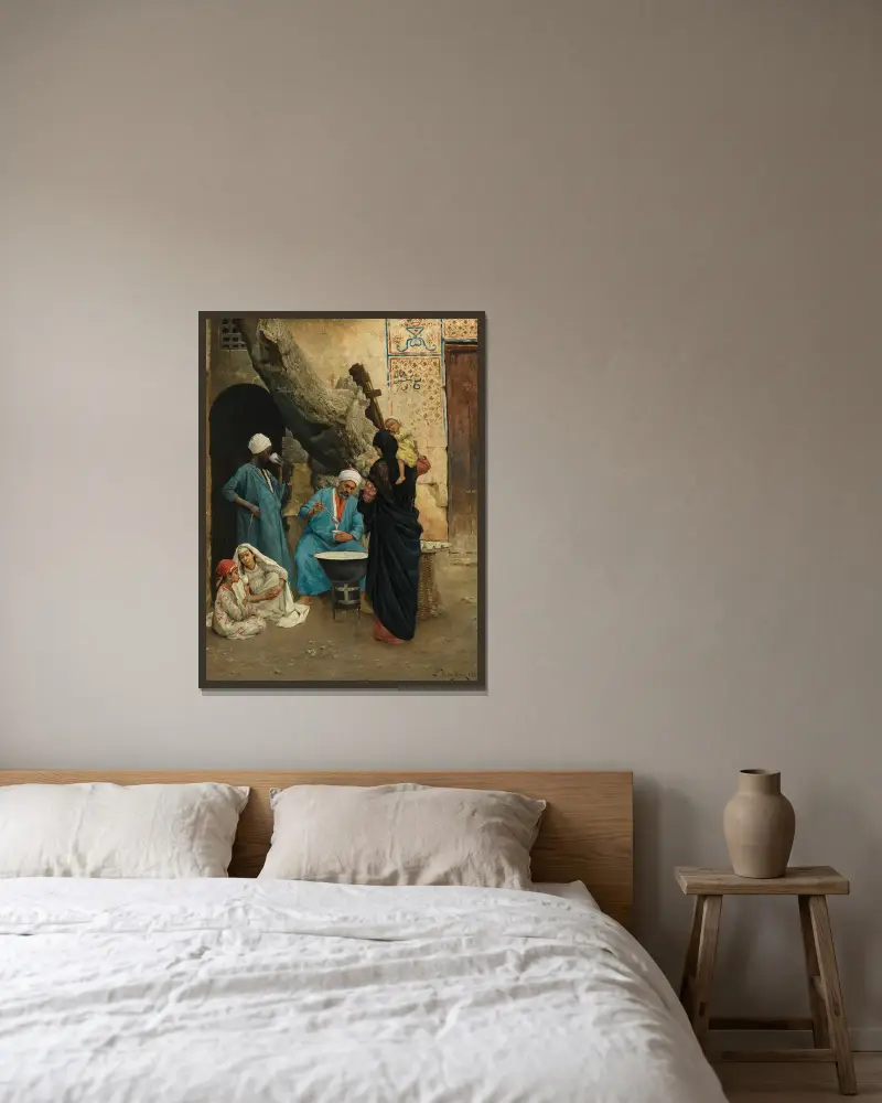 Ein erfrischendes Getränk von Ludwig Deutsch gerahmt an einer Wand