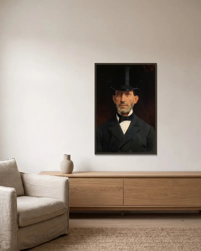 Porträtt av Ignaz Deutsch av Ludwig Deutsch inramad på en vägg