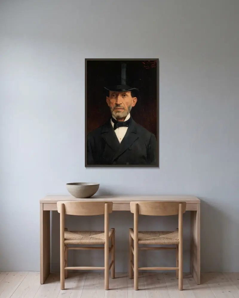 Porträtt av Ignaz Deutsch av Ludwig Deutsch inramad på en vägg