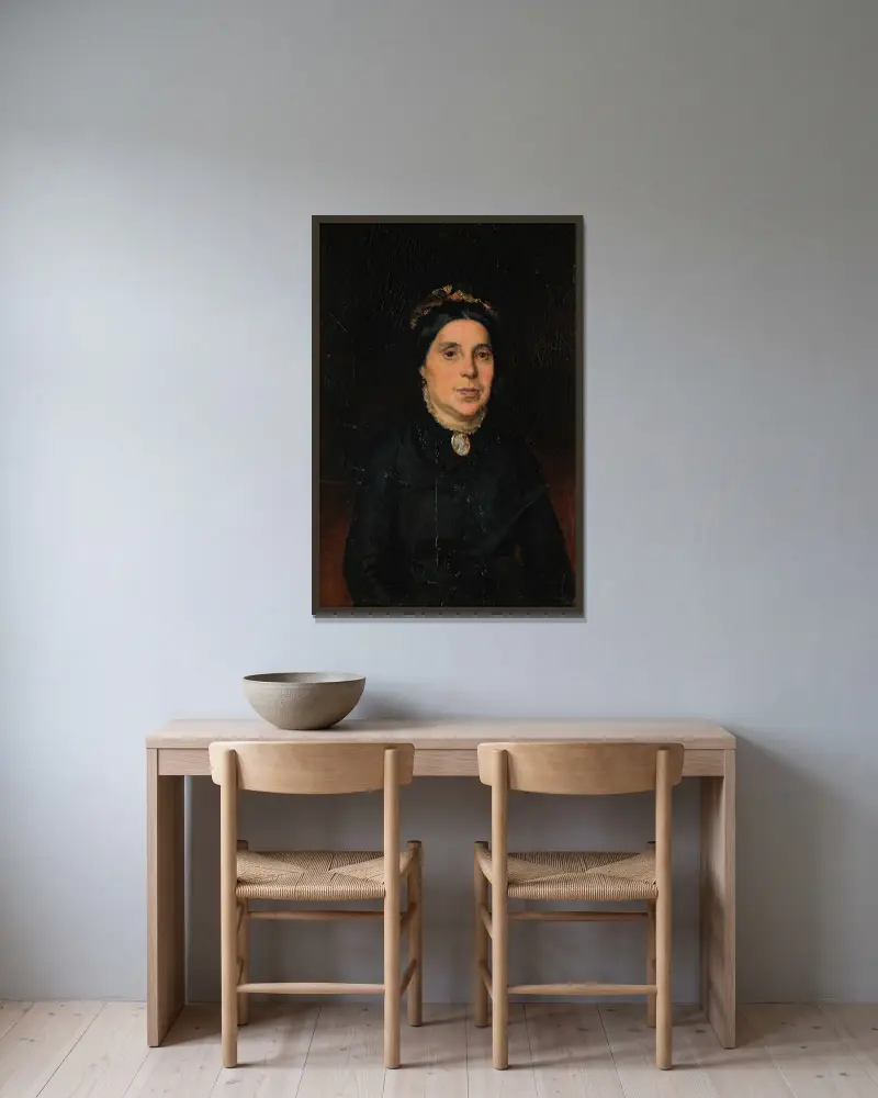 Porträtt av Ignaz Deutschs hustru av Ludwig Deutsch inramad på en vägg