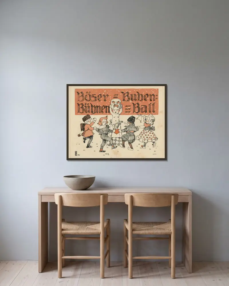 Böser-Buben-Bühnen-Ball von Ludwig Hohlwein gerahmt an einer Wand
