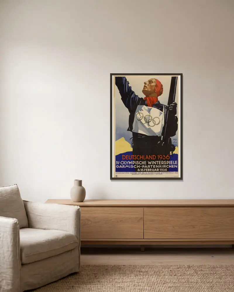 Deutschland 1936 von Ludwig Hohlwein gerahmt an einer Wand