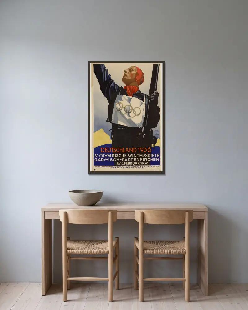 Deutschland 1936 von Ludwig Hohlwein gerahmt an einer Wand