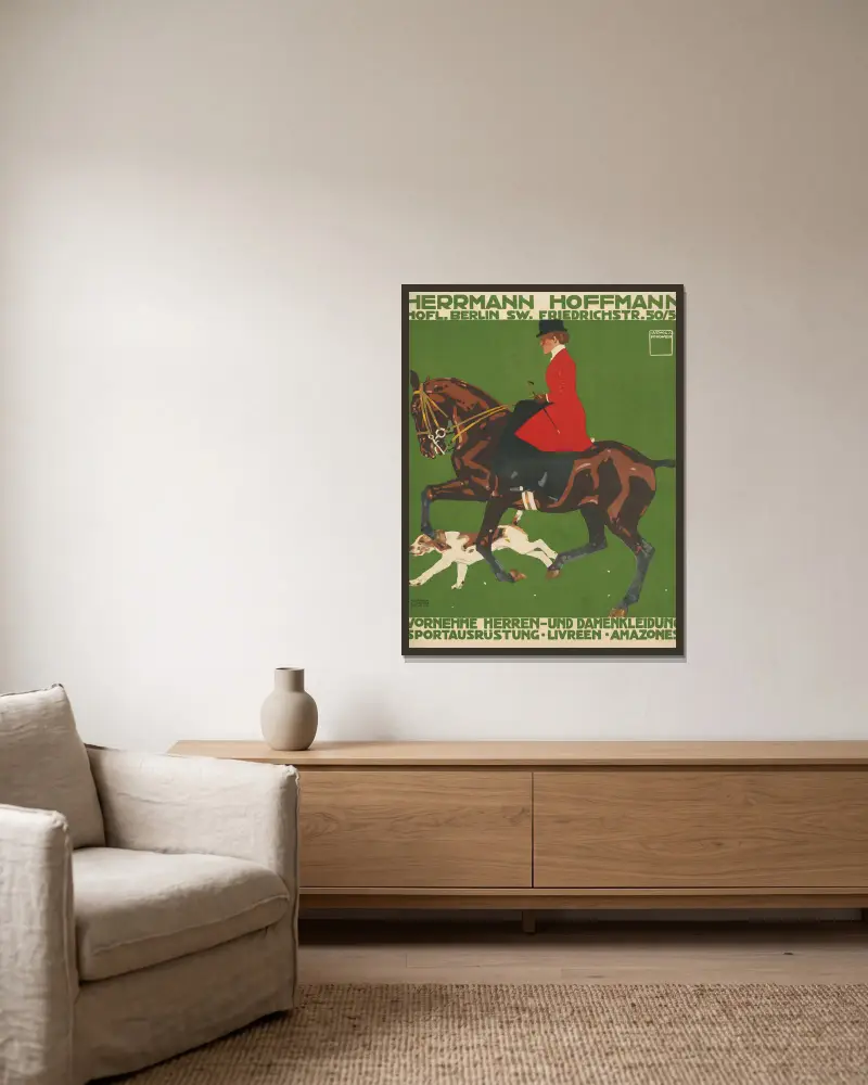 Herrmann Hoffmann. Vornehme Herren- und Damenkleidung von Ludwig Hohlwein gerahmt an einer Wand