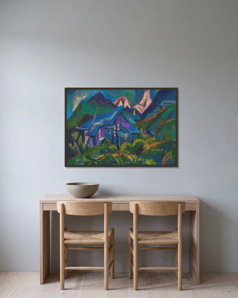 Alphütten und Tinzenhorn av Ernst Ludwig Kirchner inramad på en vägg