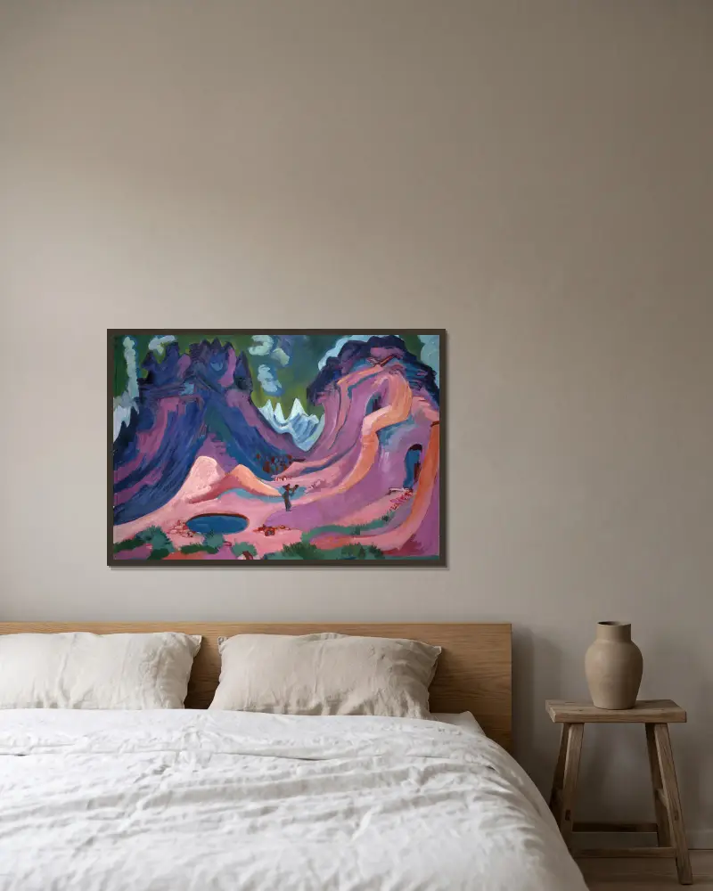 Amselfluh av Ernst Ludwig Kirchner inramad på en vägg