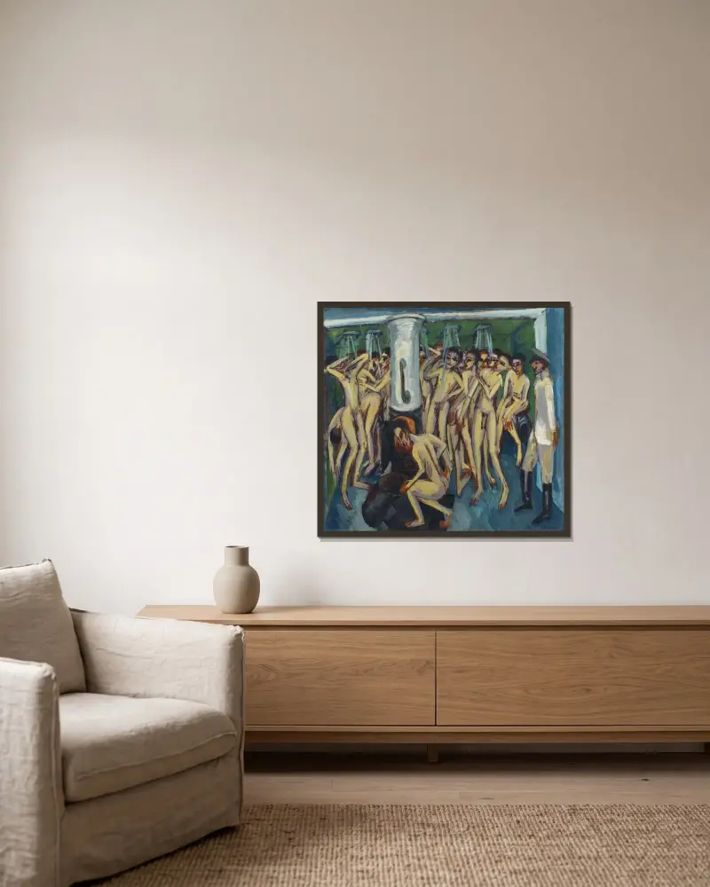 Artilleristen von Ernst Ludwig Kirchner gerahmt an einer Wand