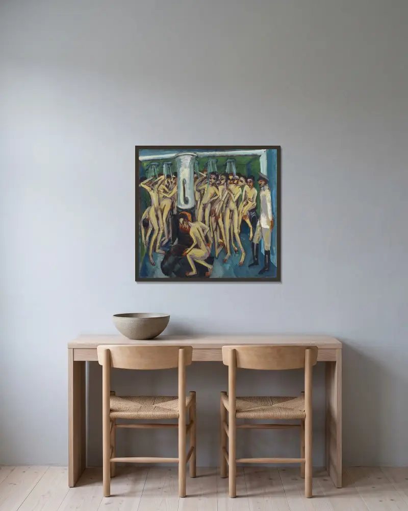 Artilleristen von Ernst Ludwig Kirchner gerahmt an einer Wand