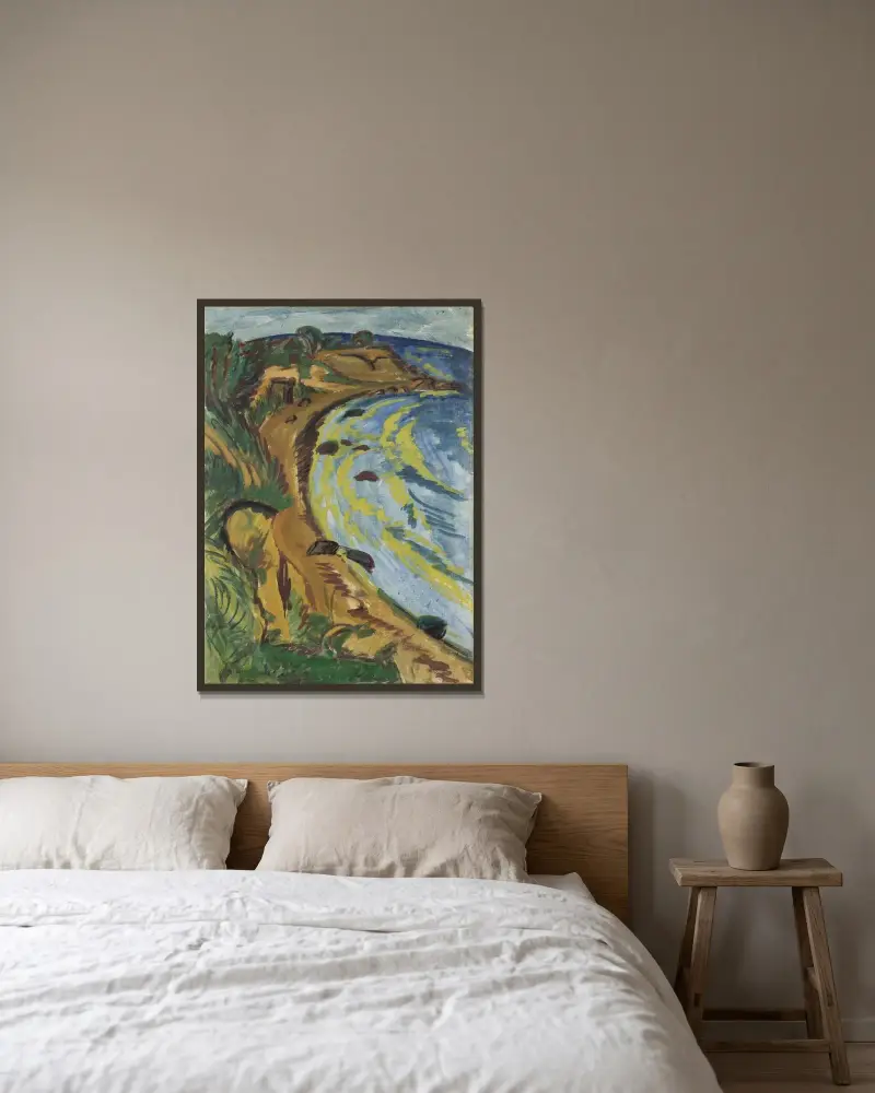 Bukt vid Fehmarns kust av Ernst Ludwig Kirchner inramad på en vägg