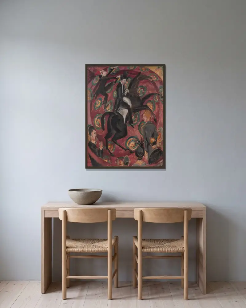 Zirkusreiter von Ernst Ludwig Kirchner gerahmt an einer Wand