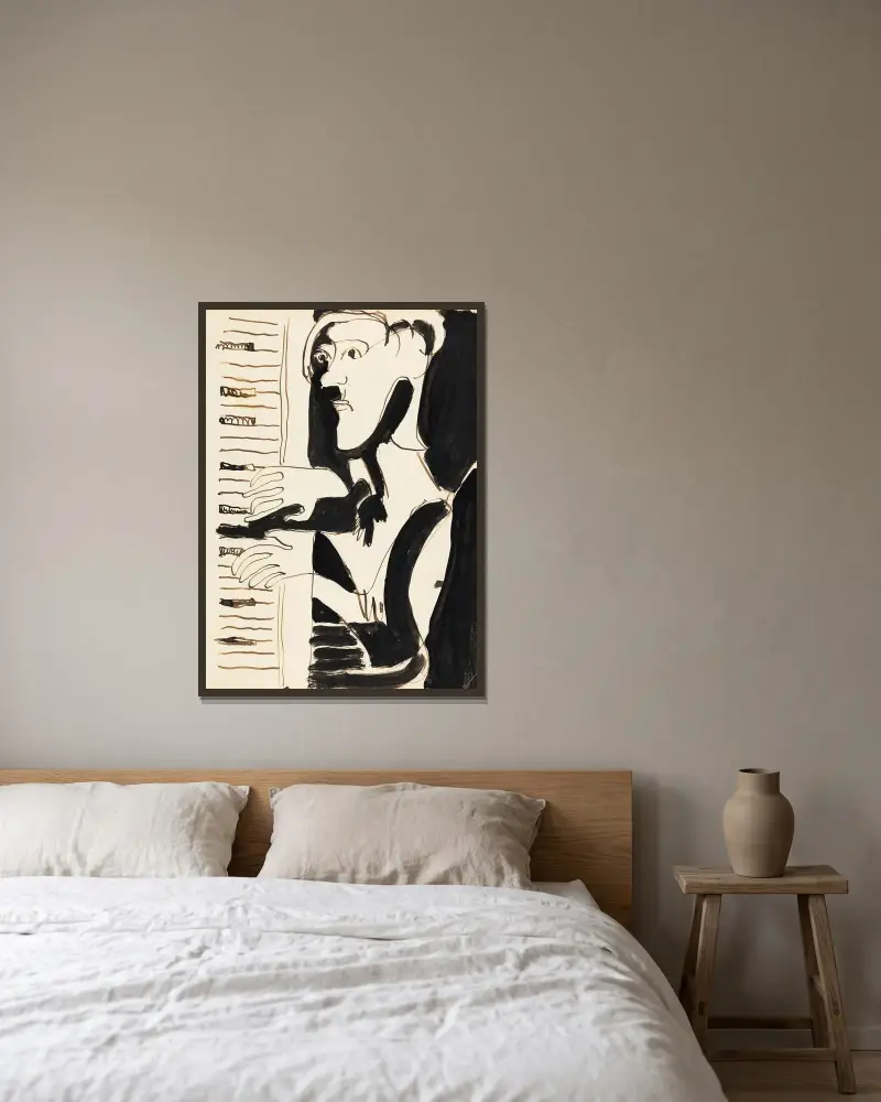 Orgelspelaren (Orgler) från Spina av Julius Hembus av Ernst Ludwig Kirchner inramad på en vägg