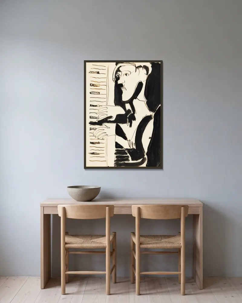 Orgelspelaren (Orgler) från Spina av Julius Hembus av Ernst Ludwig Kirchner inramad på en vägg