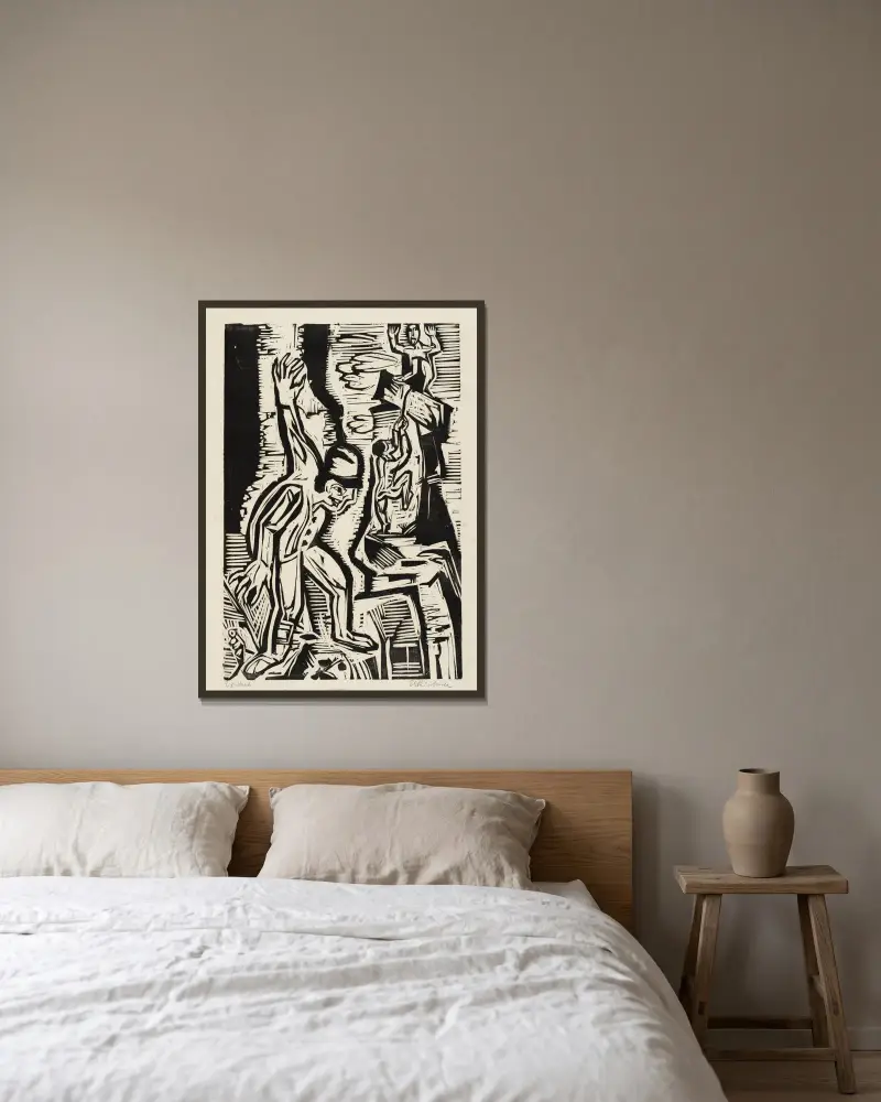 Die Bergsteiger von Ernst Ludwig Kirchner gerahmt an einer Wand