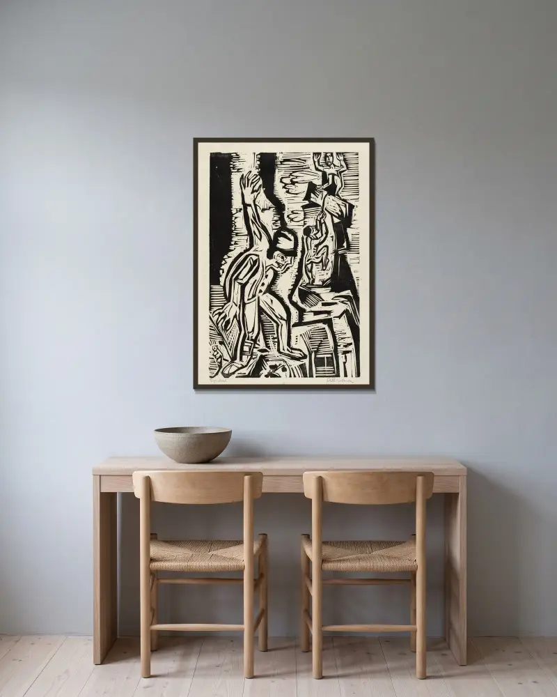 Die Bergsteiger von Ernst Ludwig Kirchner gerahmt an einer Wand