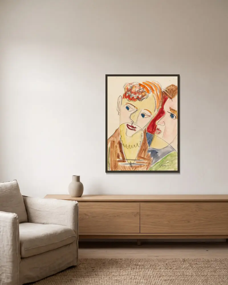 Bezdomstol (Milenci H.), Ernst Ludwig Kirchner v rámu na stěně