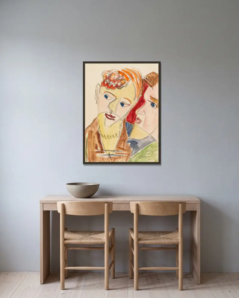 Bezdomstol (Milenci H.), Ernst Ludwig Kirchner v rámu na stěně