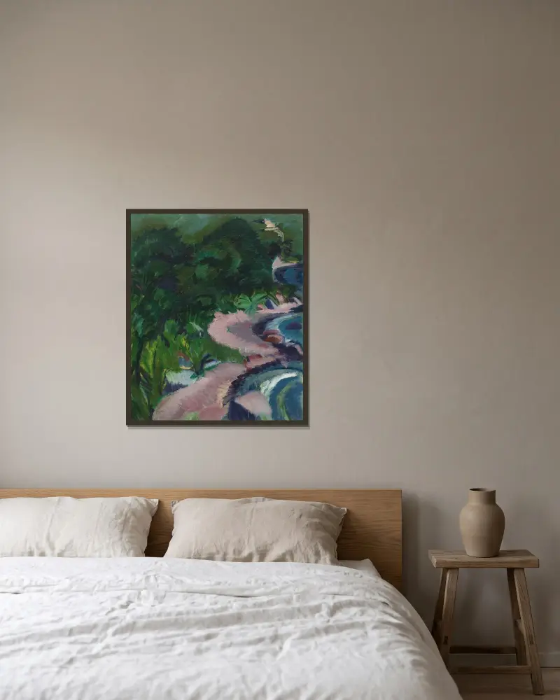 Fehmarnlandschaft av Ernst Ludwig Kirchner inramad på en vägg