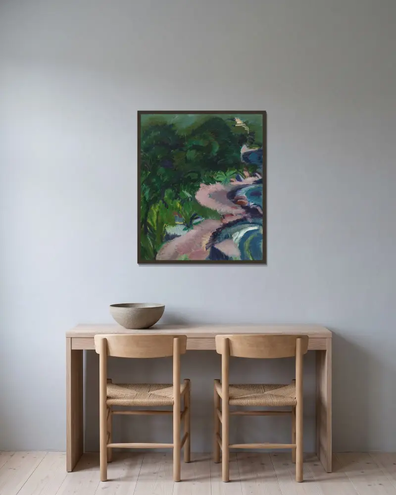Fehmarnlandschaft av Ernst Ludwig Kirchner inramad på en vägg