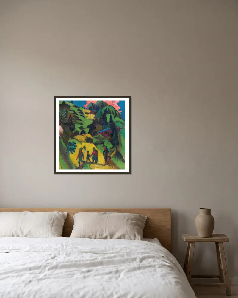 Heimkehrender Heuer av Ernst Ludwig Kirchner inramad på en vägg