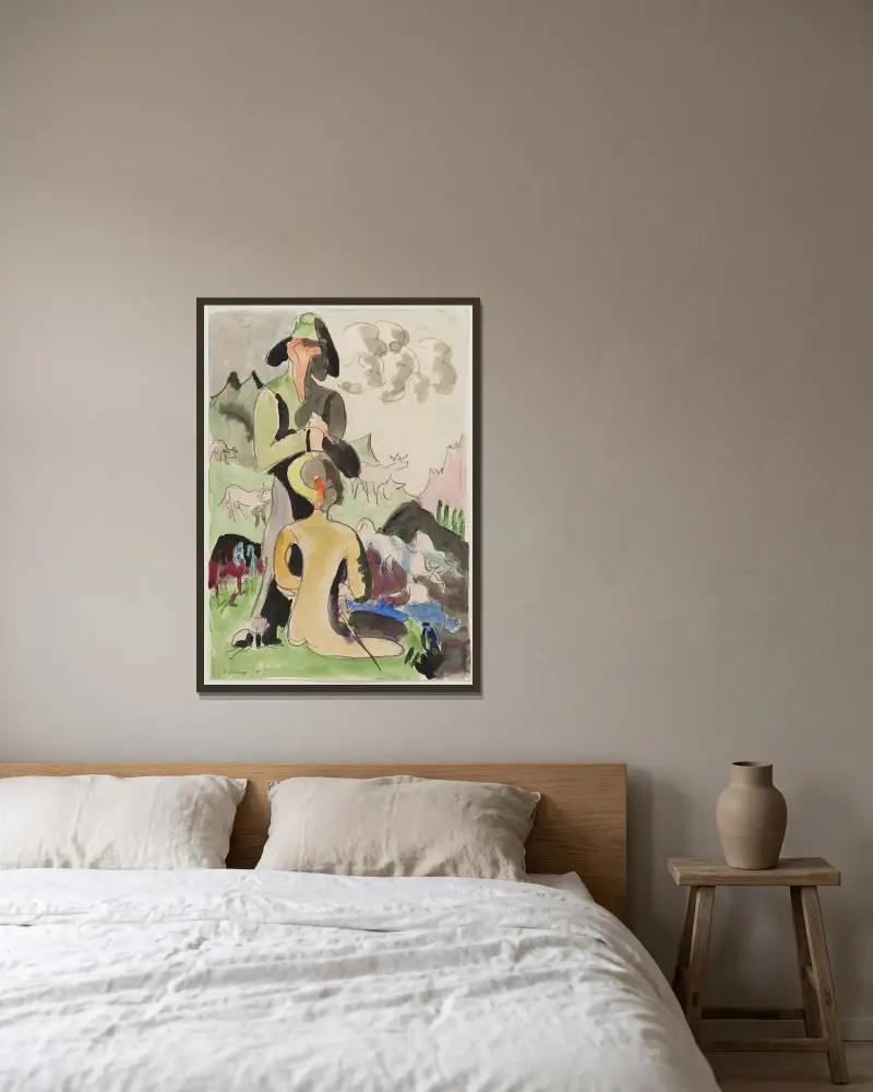 Hirtenknaben av Ernst Ludwig Kirchner inramad på en vägg