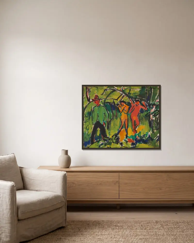 Im Wald von Ernst Ludwig Kirchner gerahmt an einer Wand
