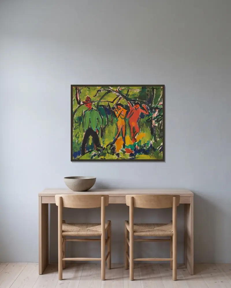 Im Wald von Ernst Ludwig Kirchner gerahmt an einer Wand