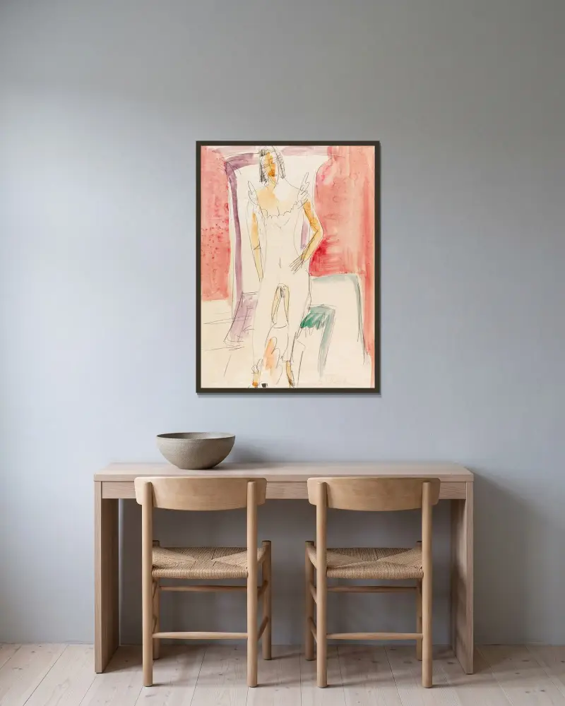 In Hemdhose (Frau in Hose, Berlin) von Ernst Ludwig Kirchner gerahmt an einer Wand
