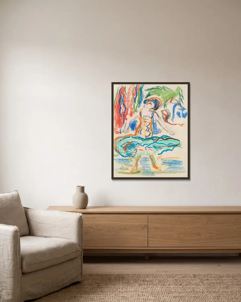 Kabaretttänzerin von Ernst Ludwig Kirchner gerahmt an einer Wand