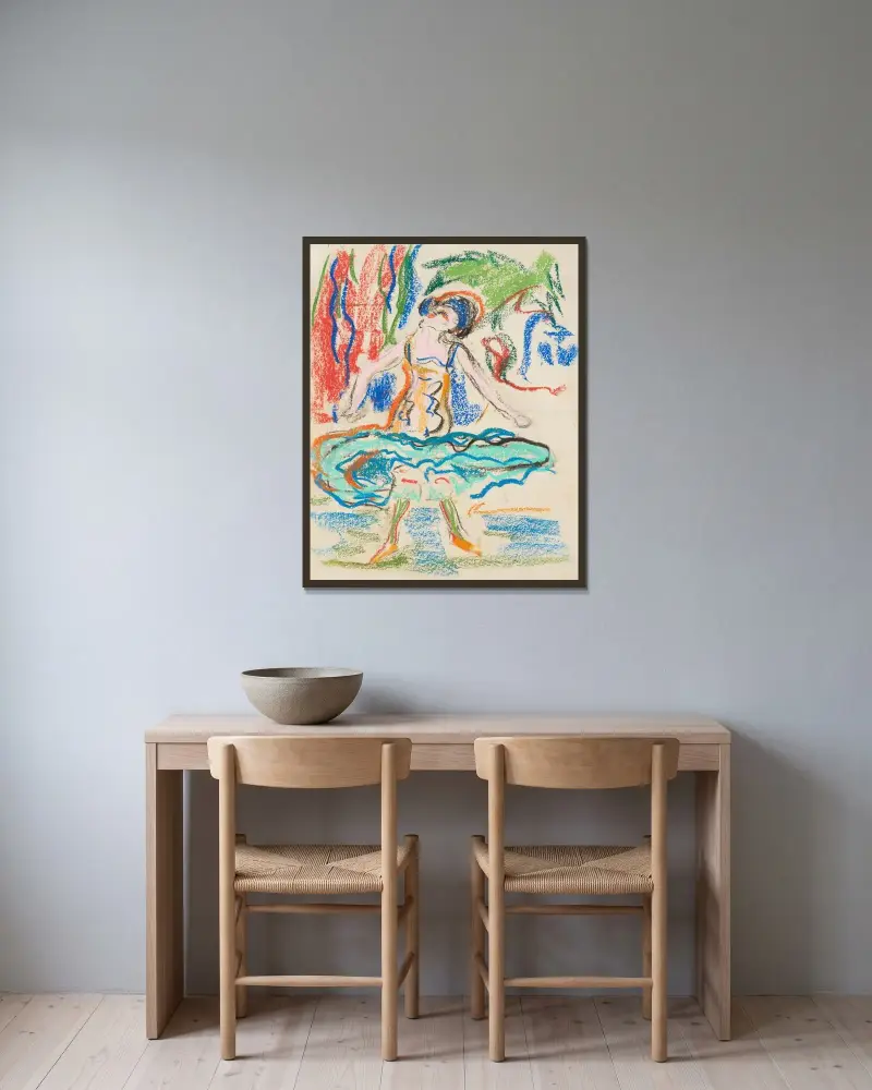 Kabaretttänzerin von Ernst Ludwig Kirchner gerahmt an einer Wand
