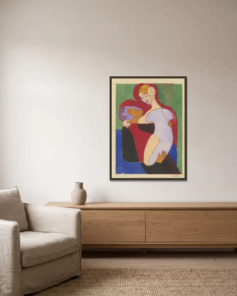 Liebespaar (Elisabeth und Julius Hembus) av Ernst Ludwig Kirchner inramad på en vägg