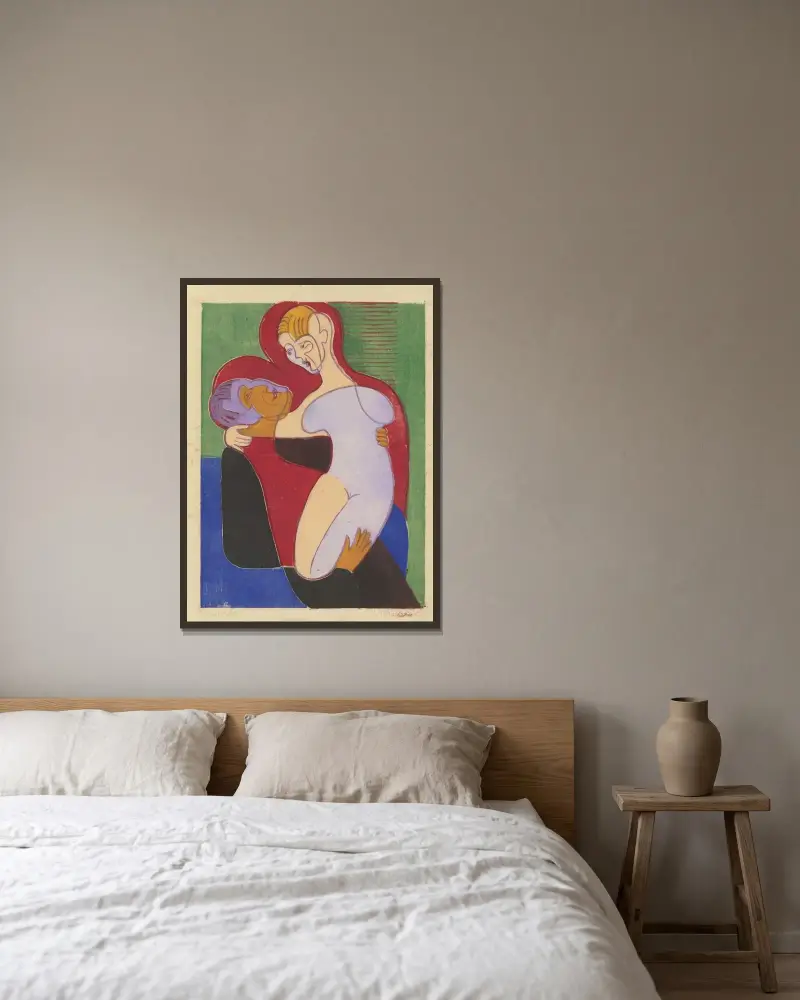 Liebespaar (Elisabeth und Julius Hembus) av Ernst Ludwig Kirchner inramad på en vägg