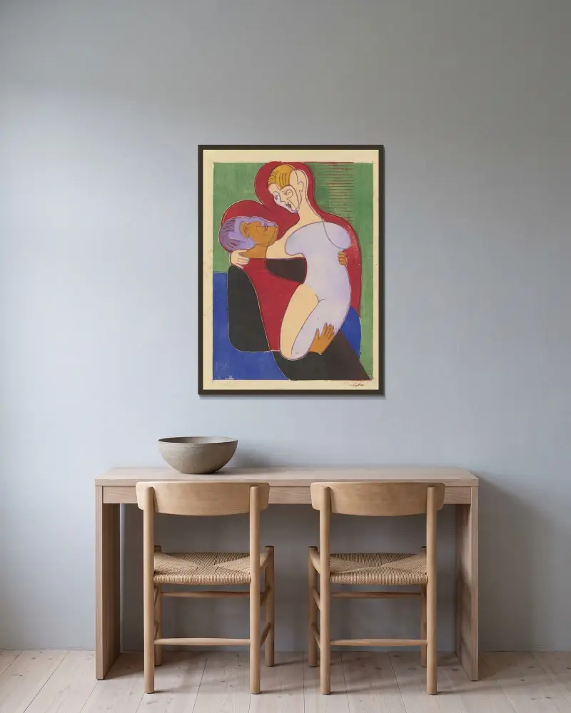 Liebespaar (Elisabeth und Julius Hembus) av Ernst Ludwig Kirchner inramad på en vägg