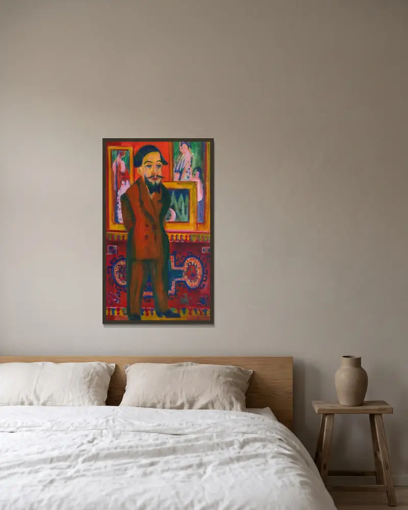 Männerbildnis L. Schames av Ernst Ludwig Kirchner inramad på en vägg