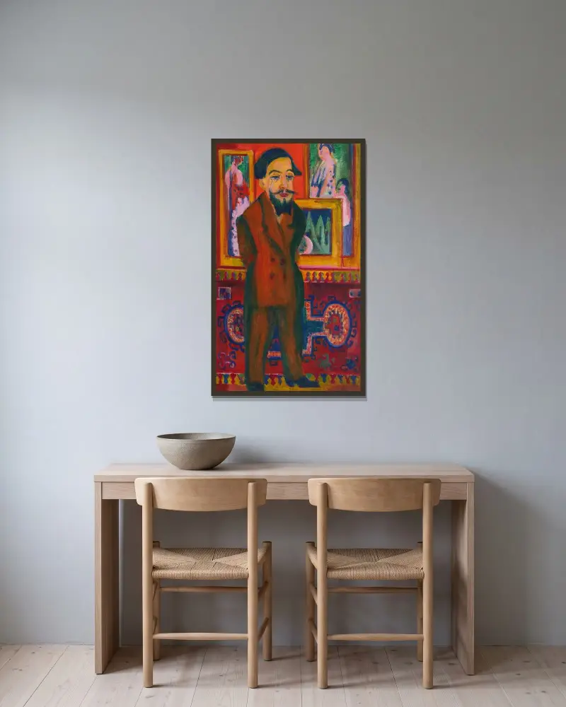 Männerbildnis L. Schames av Ernst Ludwig Kirchner inramad på en vägg