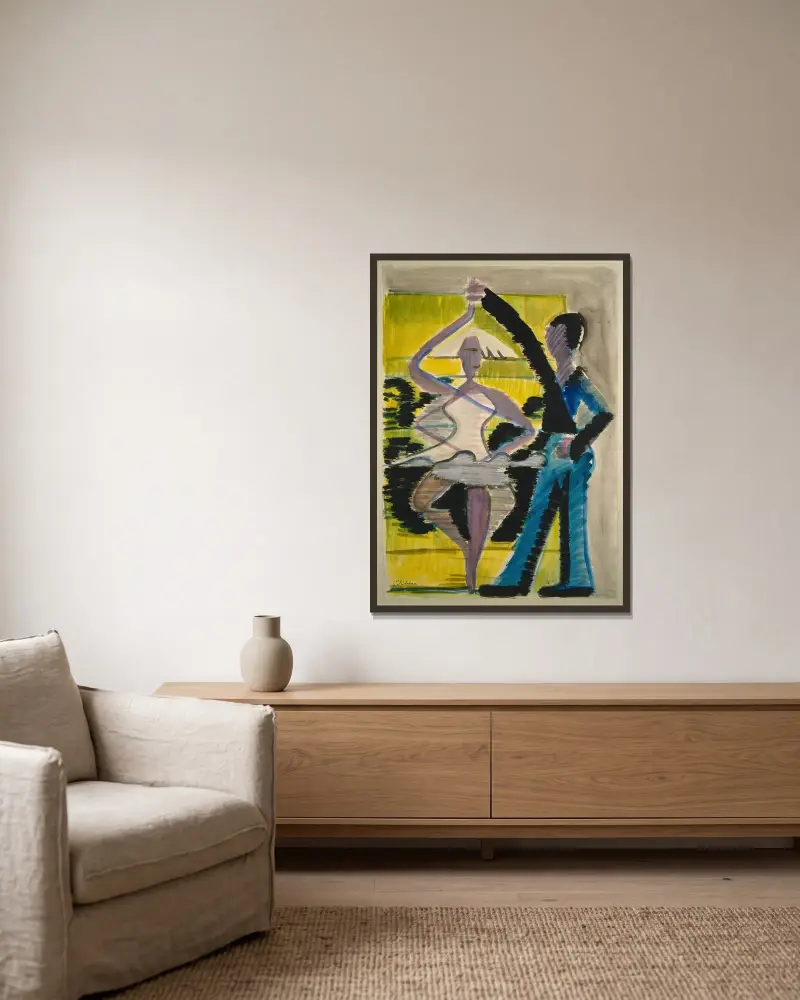 Pirouetting Dancer av Ernst Ludwig Kirchner inramad på en vägg