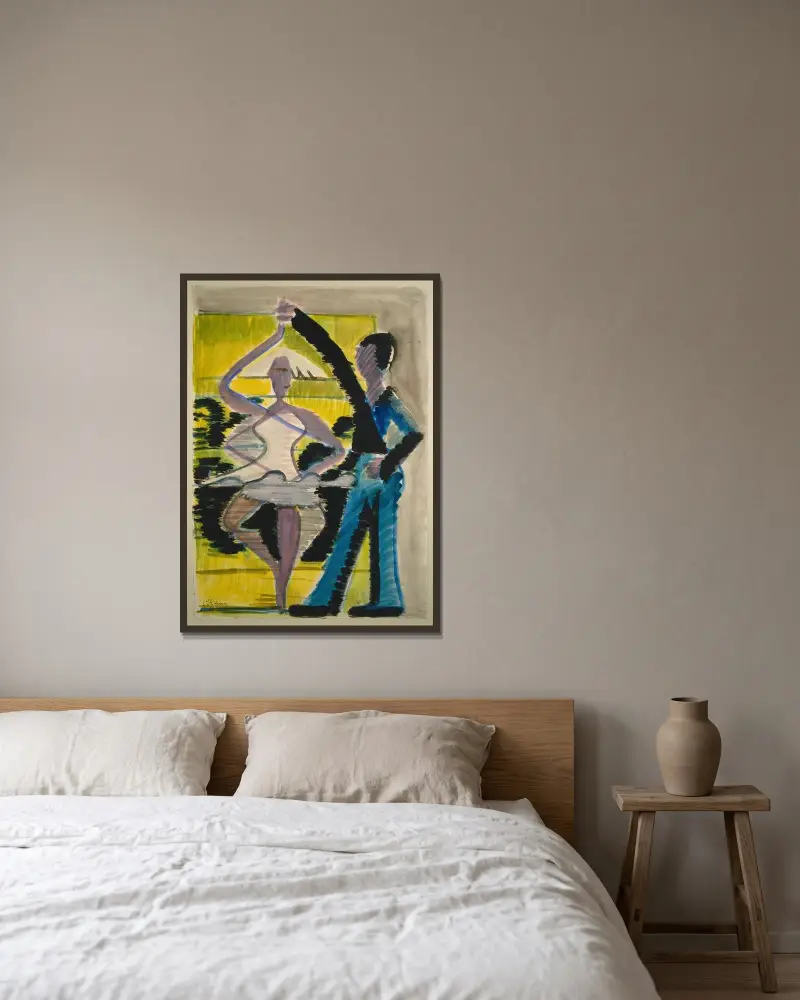 Pirouetting Dancer av Ernst Ludwig Kirchner inramad på en vägg