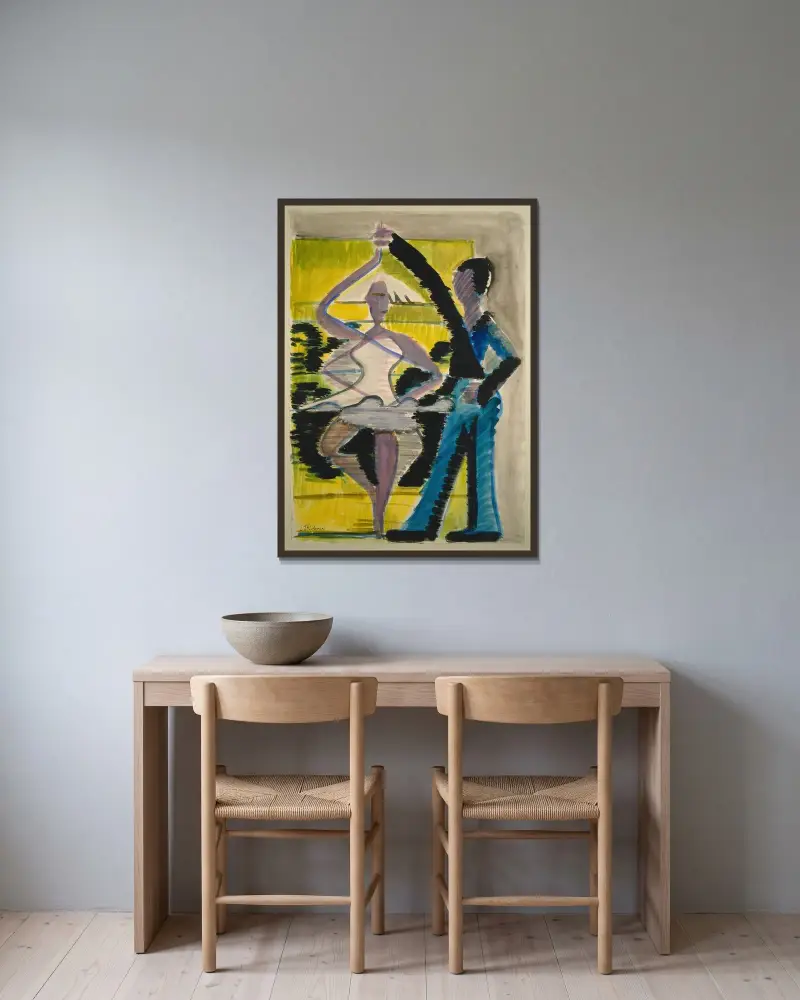 Pirouetting Dancer av Ernst Ludwig Kirchner inramad på en vägg