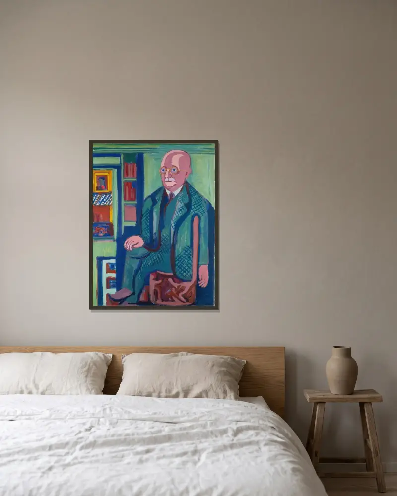 Portrait of Dr. Carl Hagemann av Ernst Ludwig Kirchner inramad på en vägg