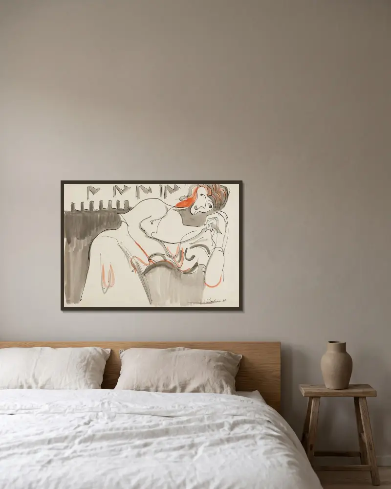 Odpočívající žena, Ernst Ludwig Kirchner v rámu na stěně