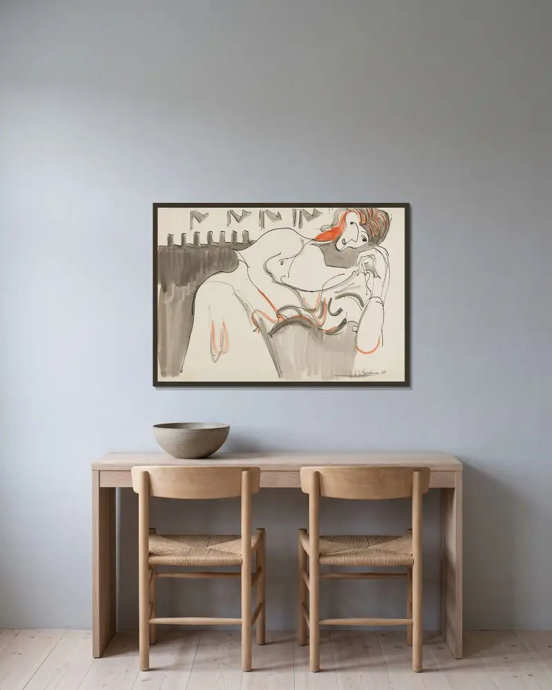 Odpočívající žena, Ernst Ludwig Kirchner v rámu na stěně