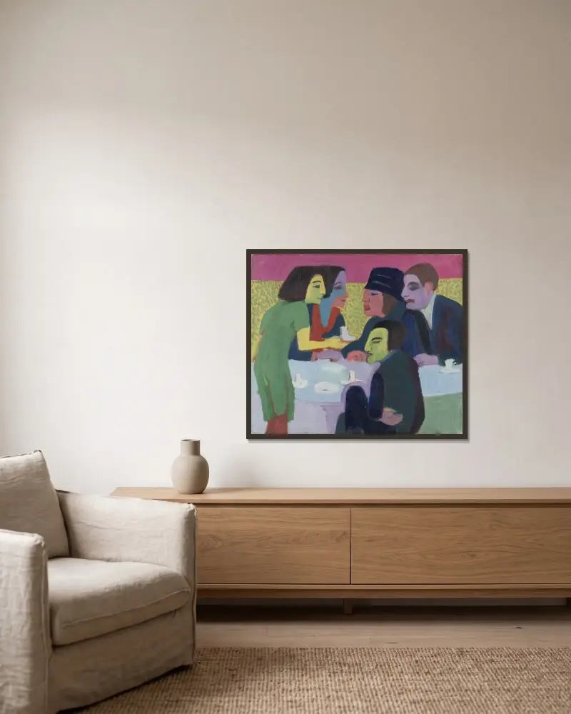 Szene im Café von Ernst Ludwig Kirchner gerahmt an einer Wand