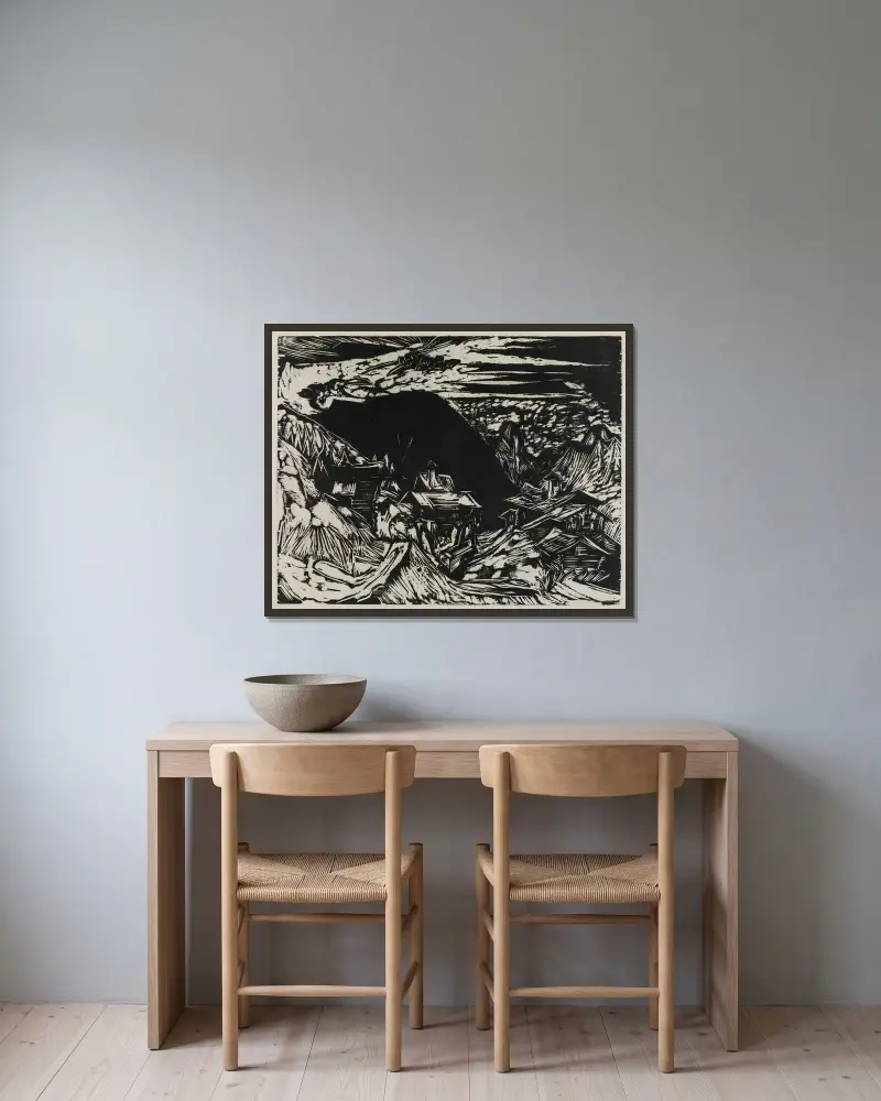 Stafelalp med Altein och Tinzenhorn av Ernst Ludwig Kirchner inramad på en vägg