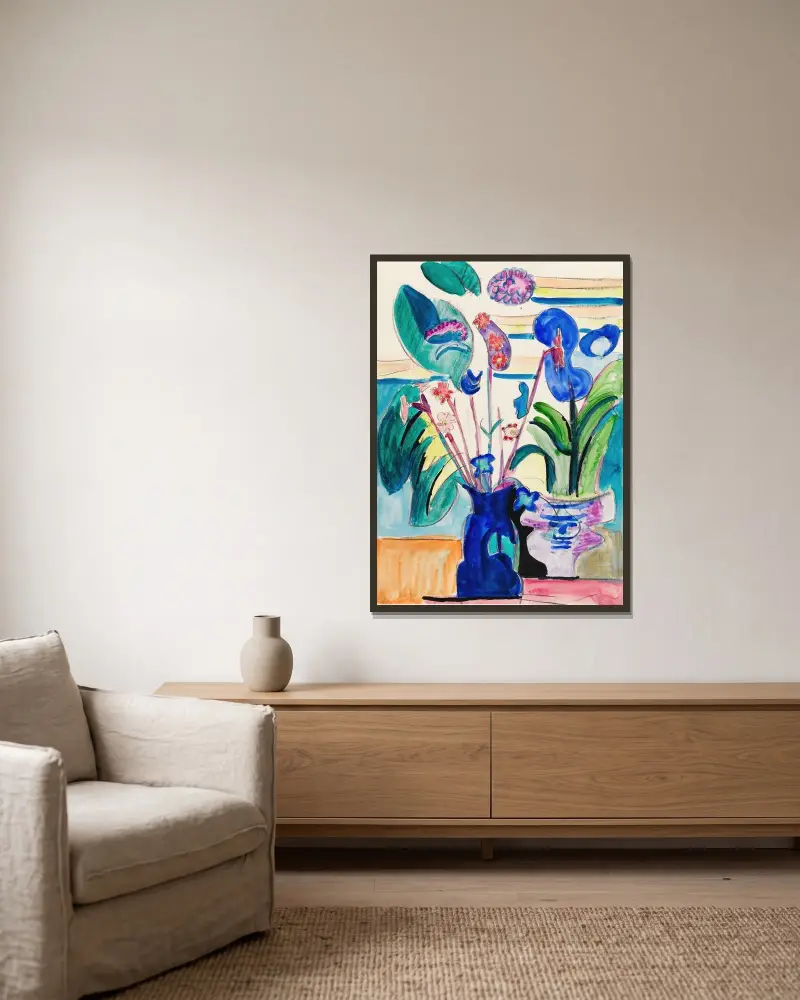 Stillleben mit Calla av Ernst Ludwig Kirchner inramad på en vägg