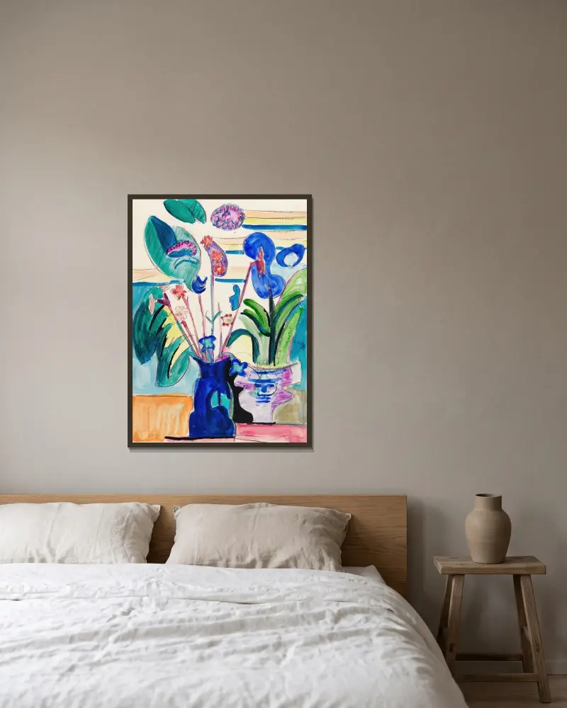 Stillleben mit Calla av Ernst Ludwig Kirchner inramad på en vägg