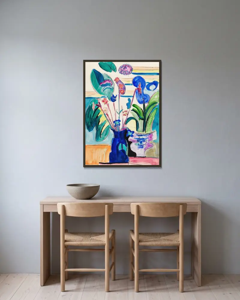 Stillleben mit Calla av Ernst Ludwig Kirchner inramad på en vägg