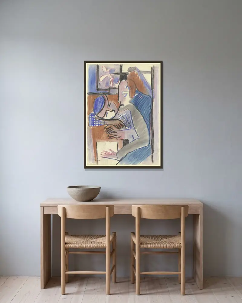 Swiss girl av Ernst Ludwig Kirchner inramad på en vägg