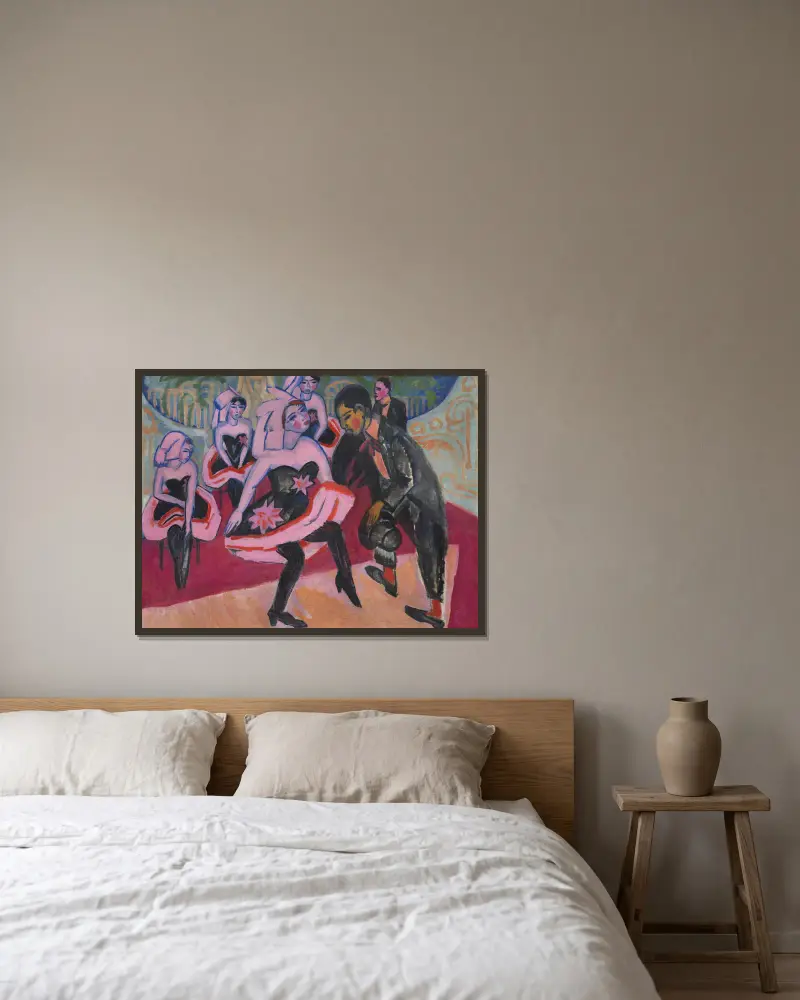 Tanz im Varieté av Ernst Ludwig Kirchner inramad på en vägg