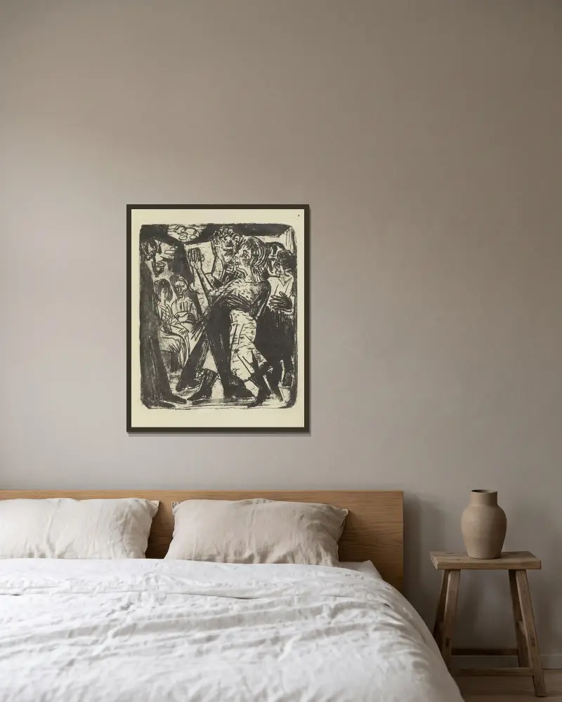 Tanzendes Paar av Ernst Ludwig Kirchner inramad på en vägg